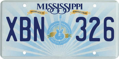 MS license plate XBN326