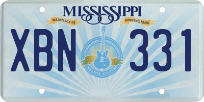 MS license plate XBN331
