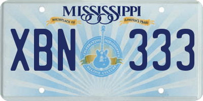 MS license plate XBN333