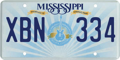 MS license plate XBN334