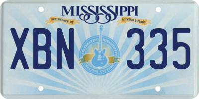 MS license plate XBN335