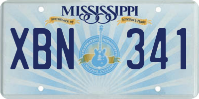 MS license plate XBN341