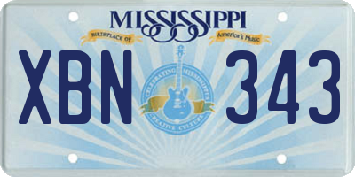 MS license plate XBN343