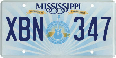 MS license plate XBN347