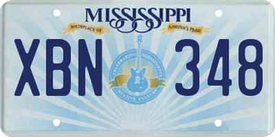 MS license plate XBN348