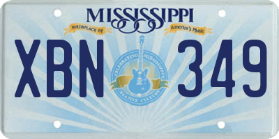 MS license plate XBN349
