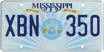 MS license plate XBN350
