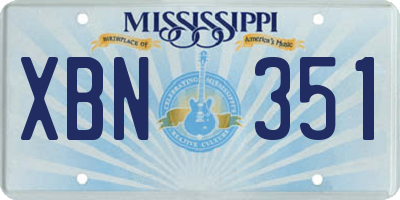 MS license plate XBN351