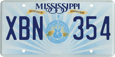 MS license plate XBN354