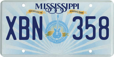 MS license plate XBN358