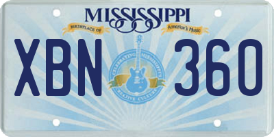 MS license plate XBN360