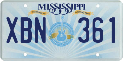MS license plate XBN361
