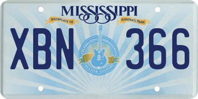 MS license plate XBN366