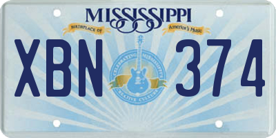 MS license plate XBN374