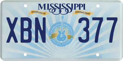 MS license plate XBN377