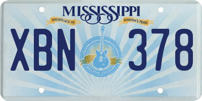 MS license plate XBN378