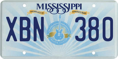 MS license plate XBN380