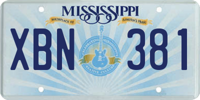MS license plate XBN381