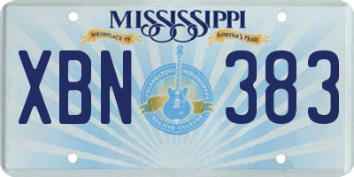 MS license plate XBN383