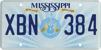 MS license plate XBN384