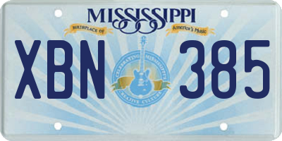 MS license plate XBN385
