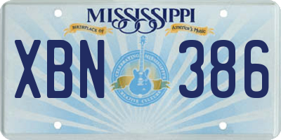 MS license plate XBN386