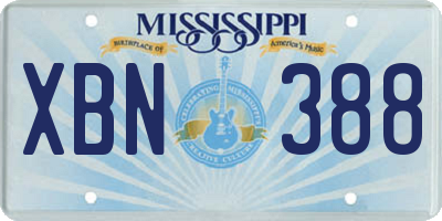 MS license plate XBN388