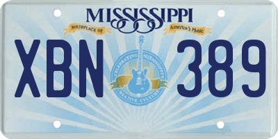 MS license plate XBN389