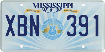 MS license plate XBN391