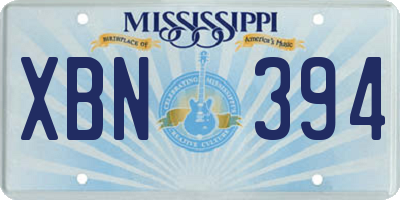 MS license plate XBN394