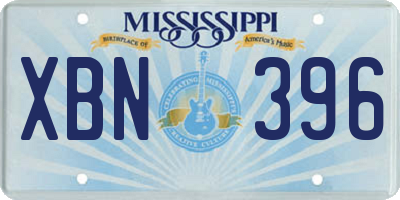 MS license plate XBN396