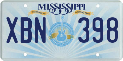 MS license plate XBN398