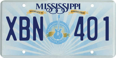 MS license plate XBN401