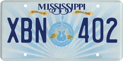 MS license plate XBN402