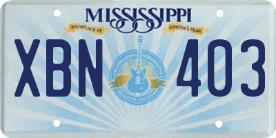 MS license plate XBN403