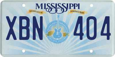 MS license plate XBN404