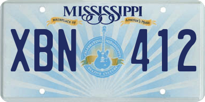 MS license plate XBN412