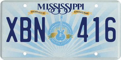 MS license plate XBN416