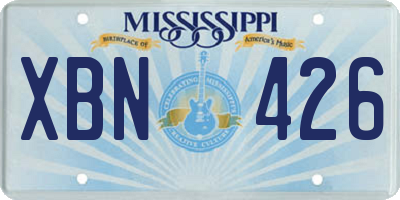 MS license plate XBN426