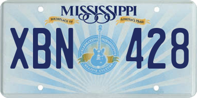 MS license plate XBN428