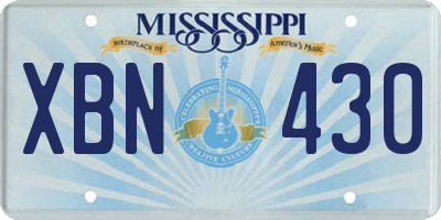 MS license plate XBN430