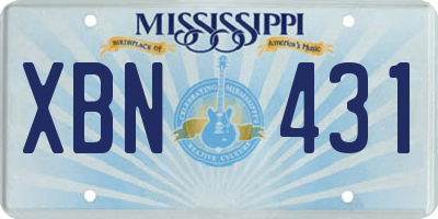 MS license plate XBN431