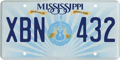 MS license plate XBN432