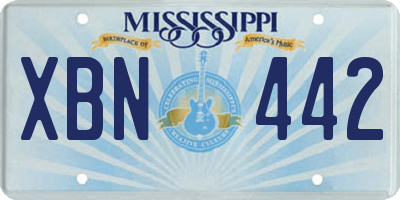 MS license plate XBN442
