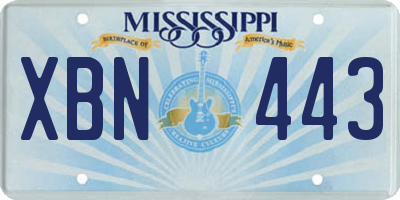 MS license plate XBN443