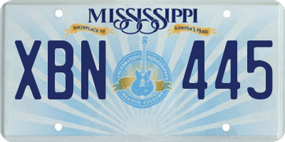 MS license plate XBN445