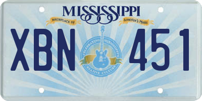 MS license plate XBN451
