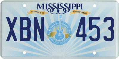 MS license plate XBN453