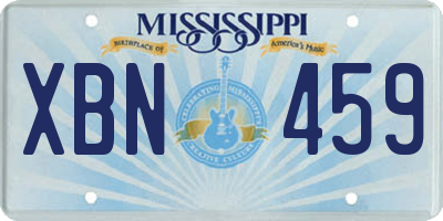 MS license plate XBN459