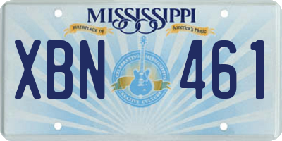 MS license plate XBN461